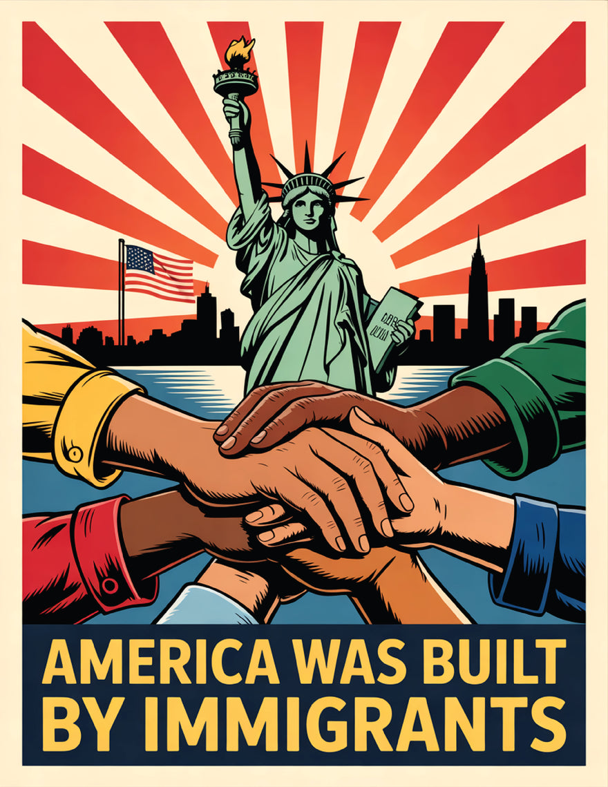Buy ash Built By Immigrants Tee